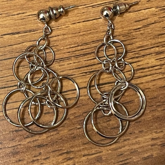 Chic Silver 80’s Style Multi-Hoop Earrings - Picture 6 of 6